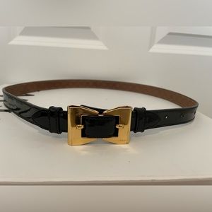 Gucci Bow Buckle Belt Black Patent Leather